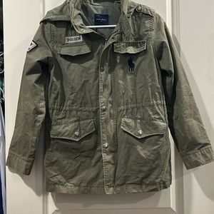 POLGEN girls zip up/snaps utility army cargo hooded jacket size 17?see below